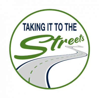 Taking it to the Streets community outreach program logo.